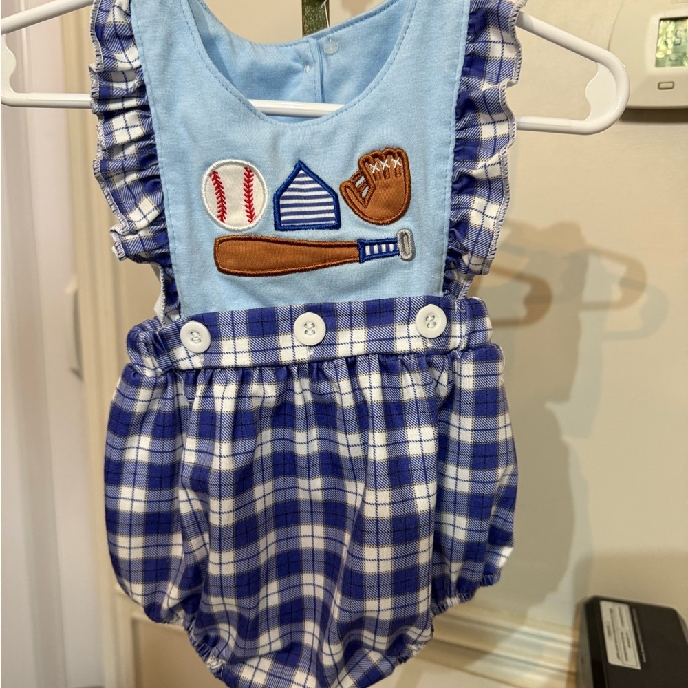 Blue Plaid Kids One Piece - Picture 3 of 9